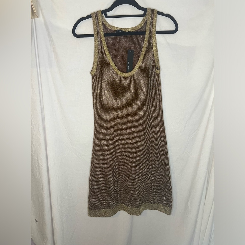 The Limited Woven Gold Metallic Dress NWT